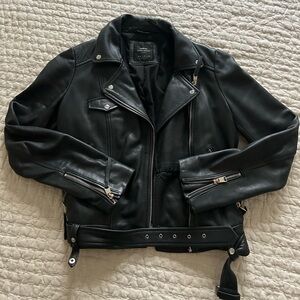 Zara Leather Moto Jacket, Medium